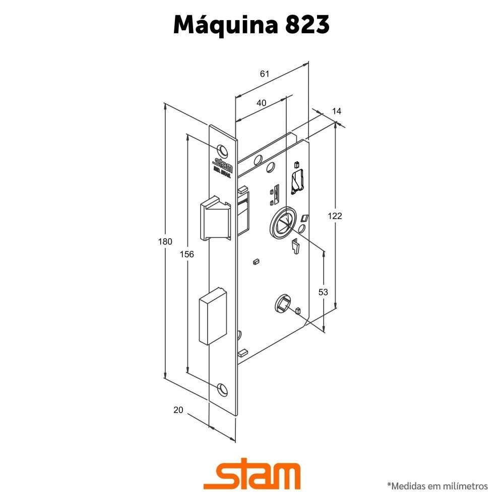 Fechadura para Banheiro 823/21 Roseta Quadrada 1 Banheiro Inox - Stam