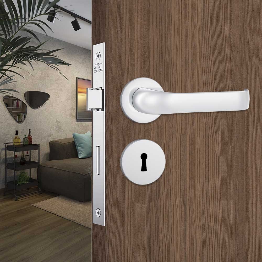 Fechadura Interna Roseta Redonda de Aço Inox 813/37 Acabamento Cromado - Stam