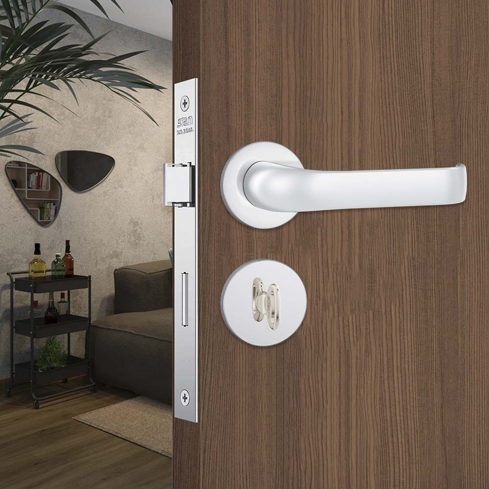 Fechadura para Banheiro Roseta Redonda de Aço Inox 823/37 Acabamento Cromado - Stam