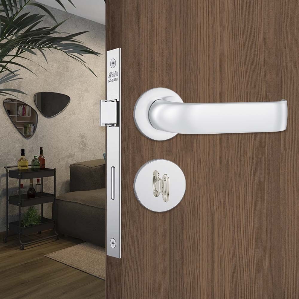 Fechadura para Banheiro Roseta Redonda de Aço Inox 823/39 Acabamento Cromado - Stam