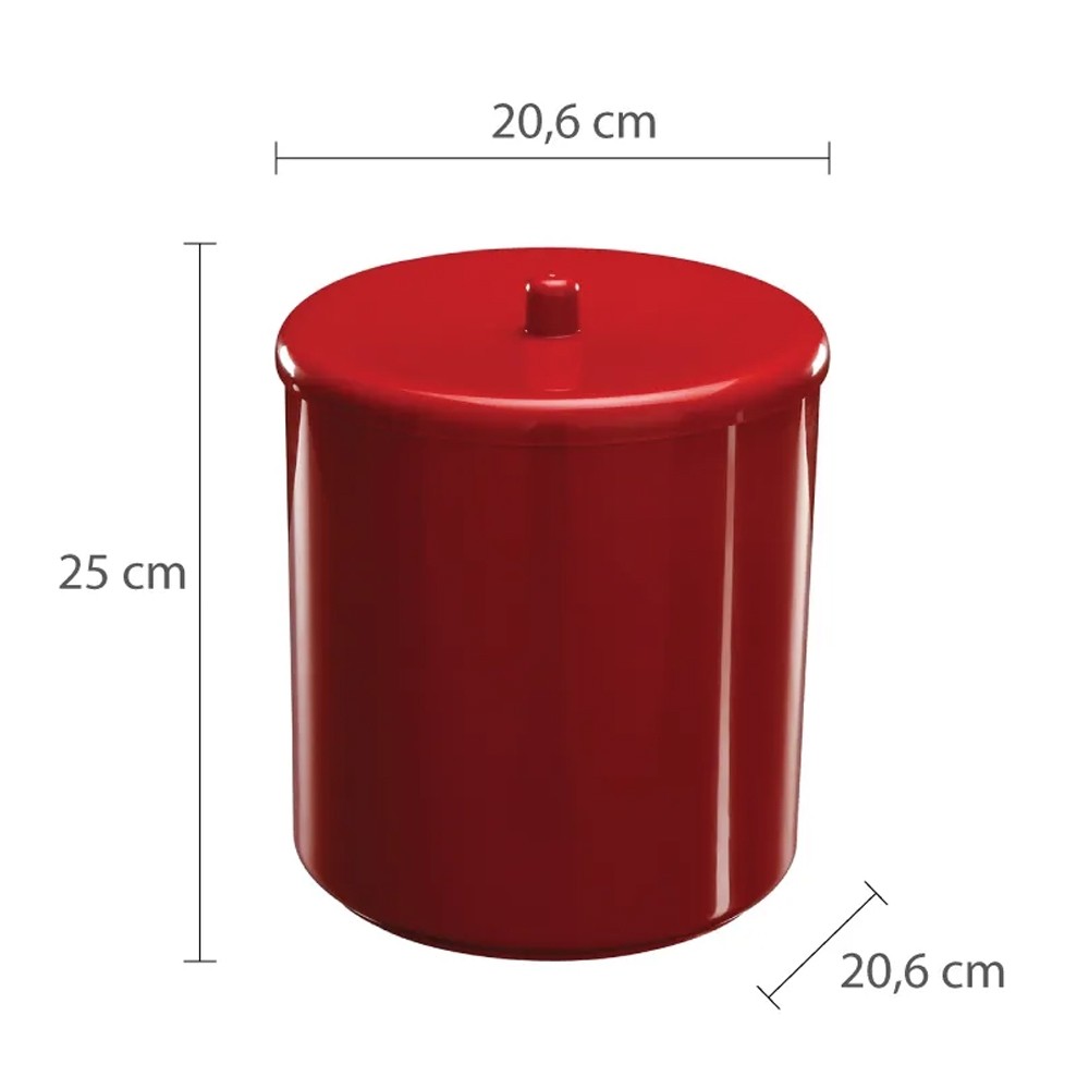Cesto Multiúso com Tampa 6 Litros Bordô Diâmetro 20x25cm - Astra