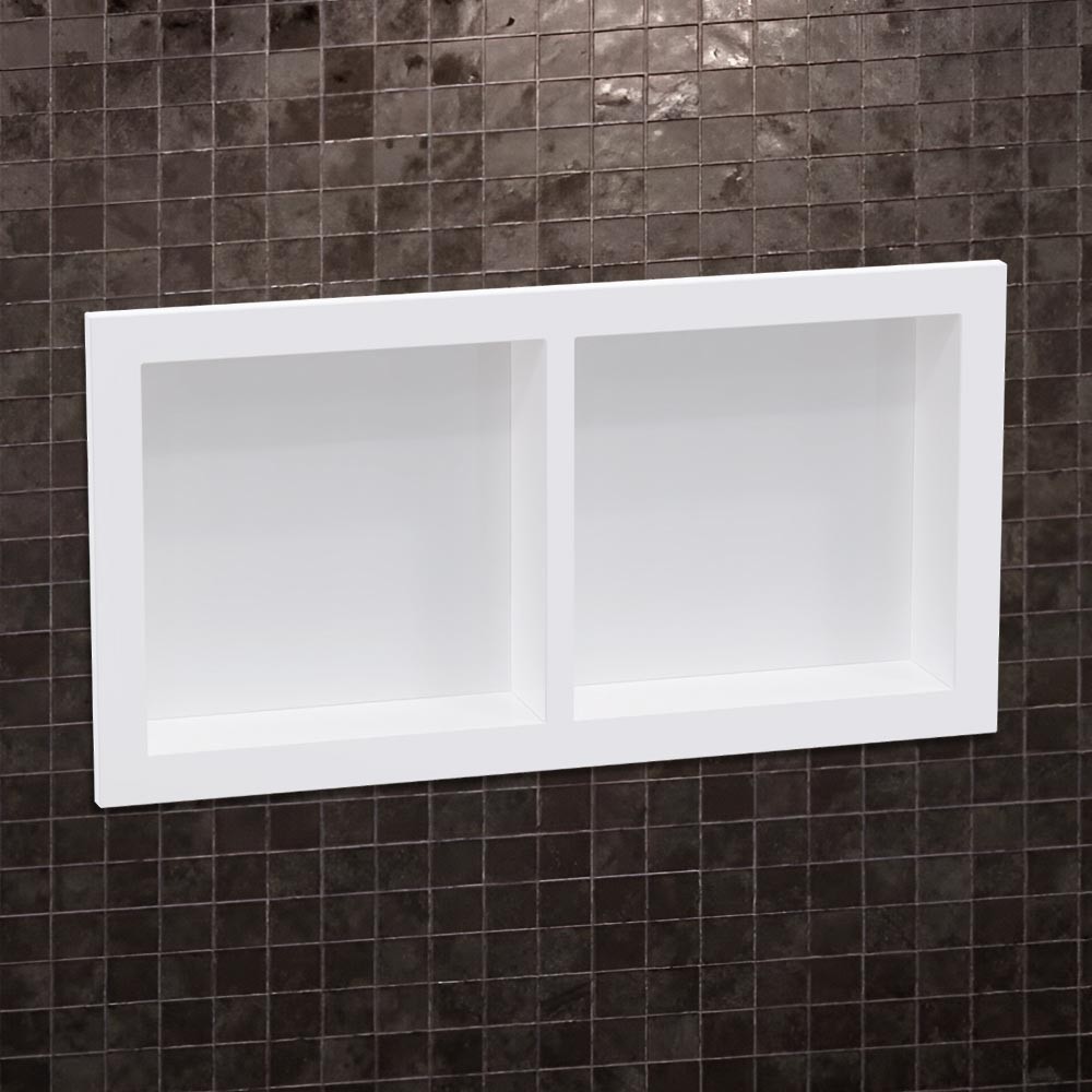 Nicho Plástico de Parede para Embutir 30x60x8cm Duo Branco - Arquitech