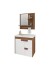 Kit Gabinete para Banheiro MDF com Espelheira e Cuba Tulipa 59x56cm Amêndoa e Branco - MGM Móveis