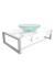 Lavabo de Porcelanato Polido Com Cuba de Vidro Argos  71,2x43x28cm - Cris Metal
